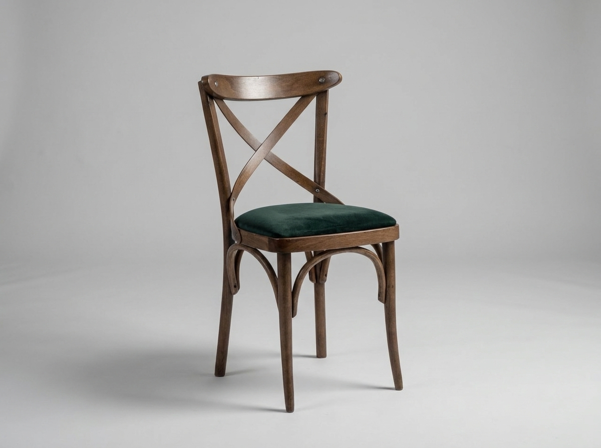 Ristorante Bistro Chair Retro Nice Tessuto Verde Legno massiccio Marrone