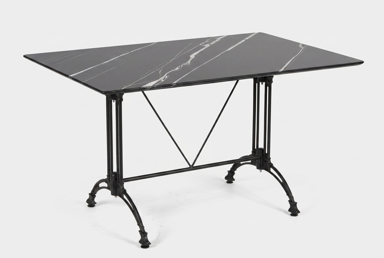 Outdoor Bistro Tisch 120x70cm Compact HPL Marmor Optik Anthrazit - Pescara