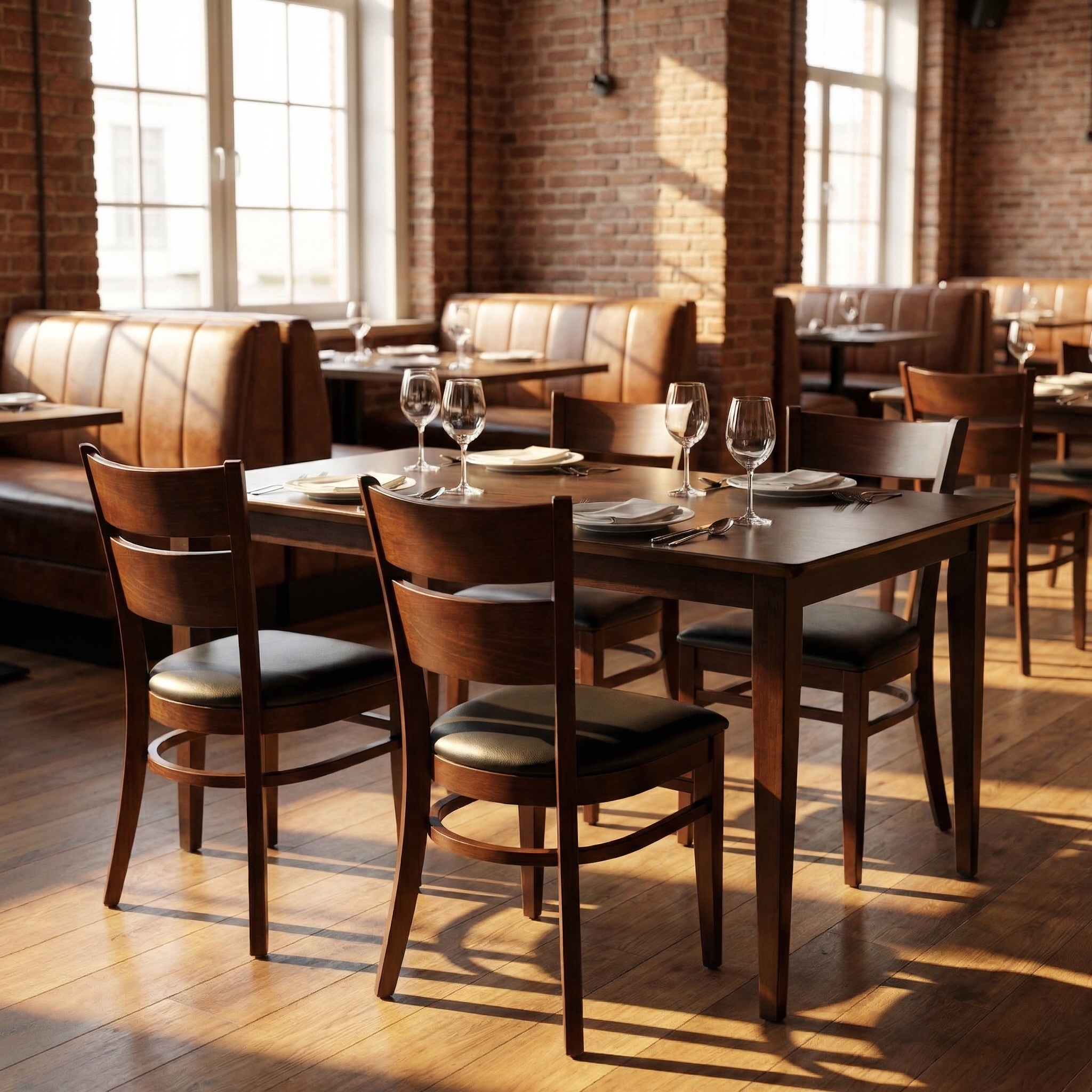 1+4 Garniture bois véritable 120x75cm Grace Chaises de restaurant Hôtel Bistro Tables