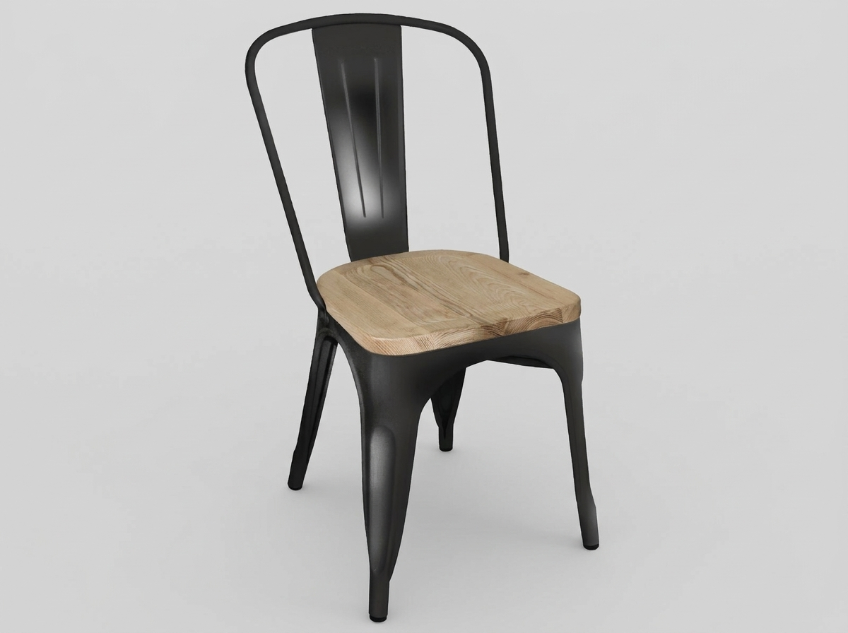 Chaises en acier Stella avec assise en bois Chaises de restaurant Meubles d'hôtel Chaise