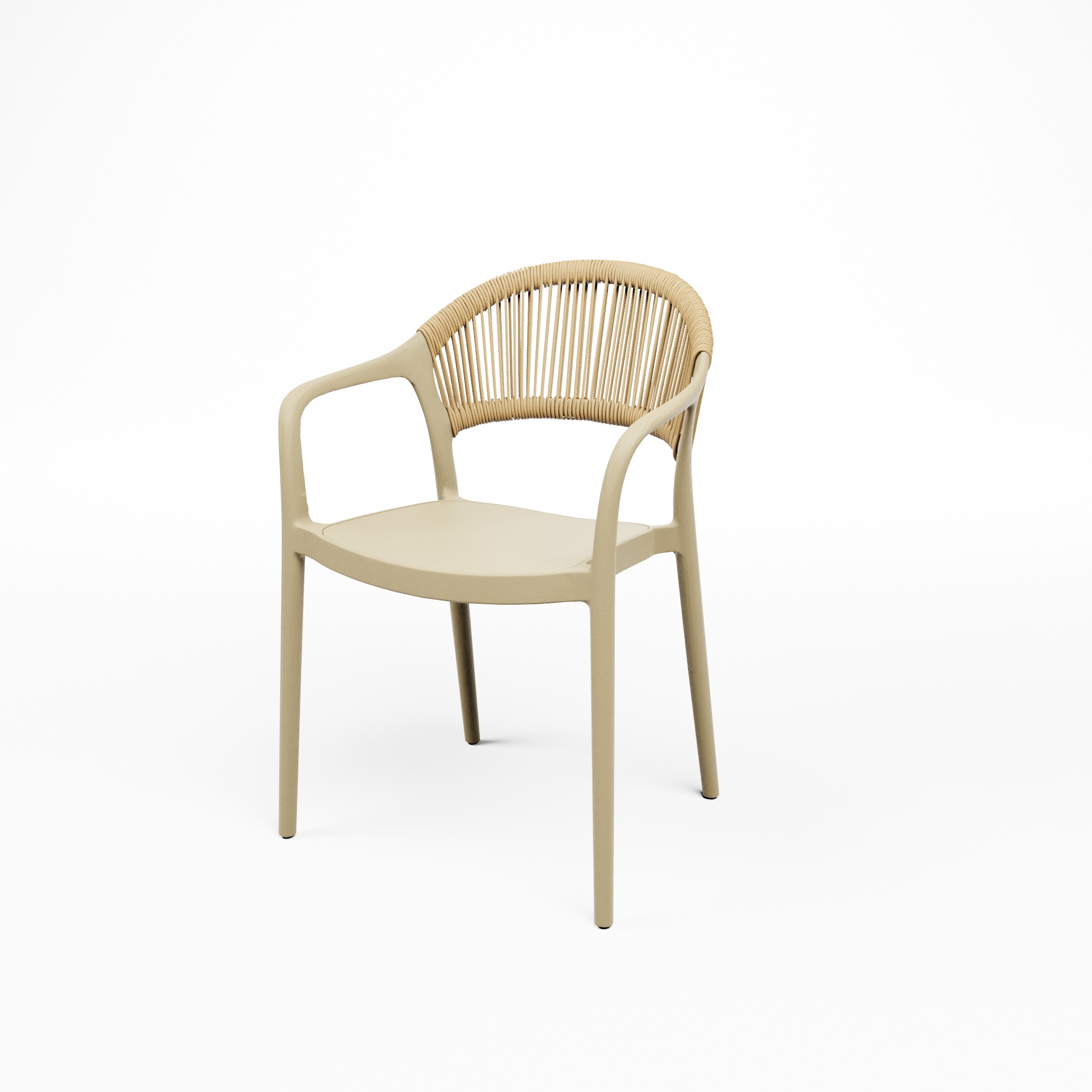 Polyrattan Stuhl Hallios mit Armlehne Beige Polyrattan Stuhl Hallios mit Armlehne Beige