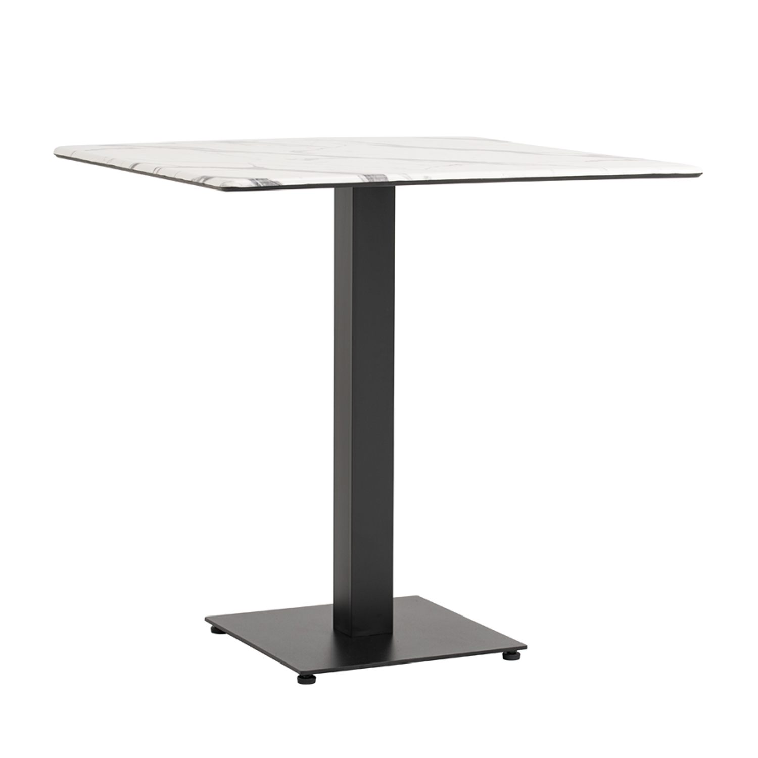 Outdoor Tisch Catania in 60x60cm Marmor Optik Weiss Compact HPL Tischplatte-ING10901