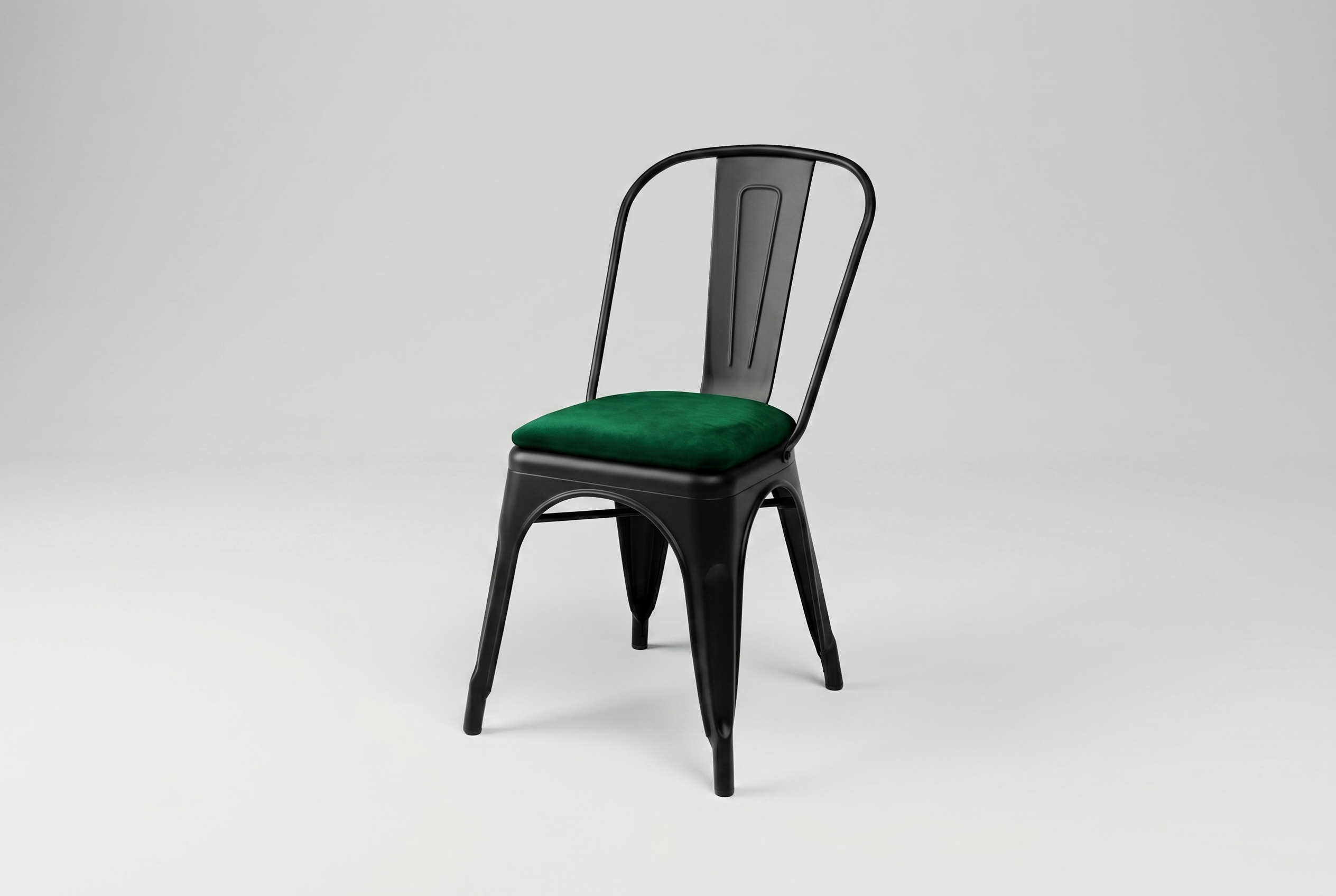 Restaurant Bistro Stuhl aus Stahl Stool Velours mit Sitzpolster Samt Grün