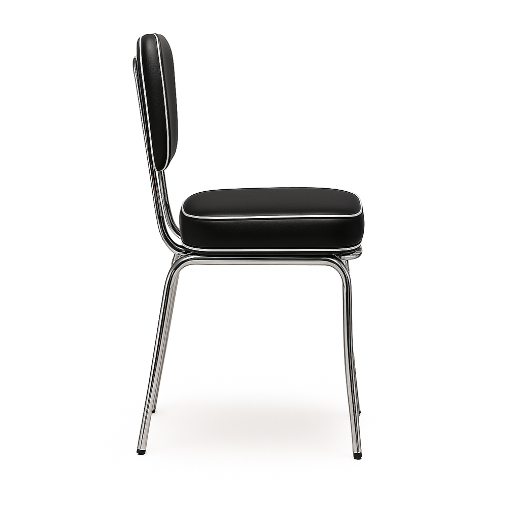 American Diner Stuhl Retro Kunstleder Schwarz glänzend American Diner Stuhl Retro Kunstleder Schwarz glänzend