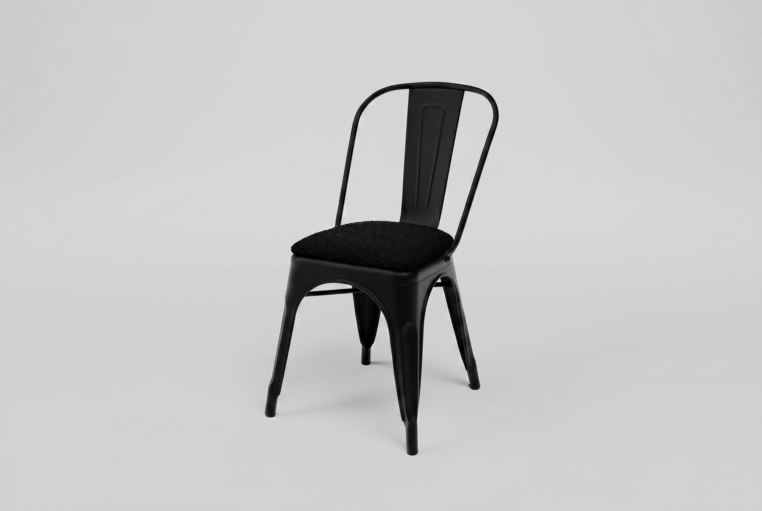 Restaurant Bistro Stuhl aus Stahl Stool Velours mit Sitzpolster Teddy Schwarz