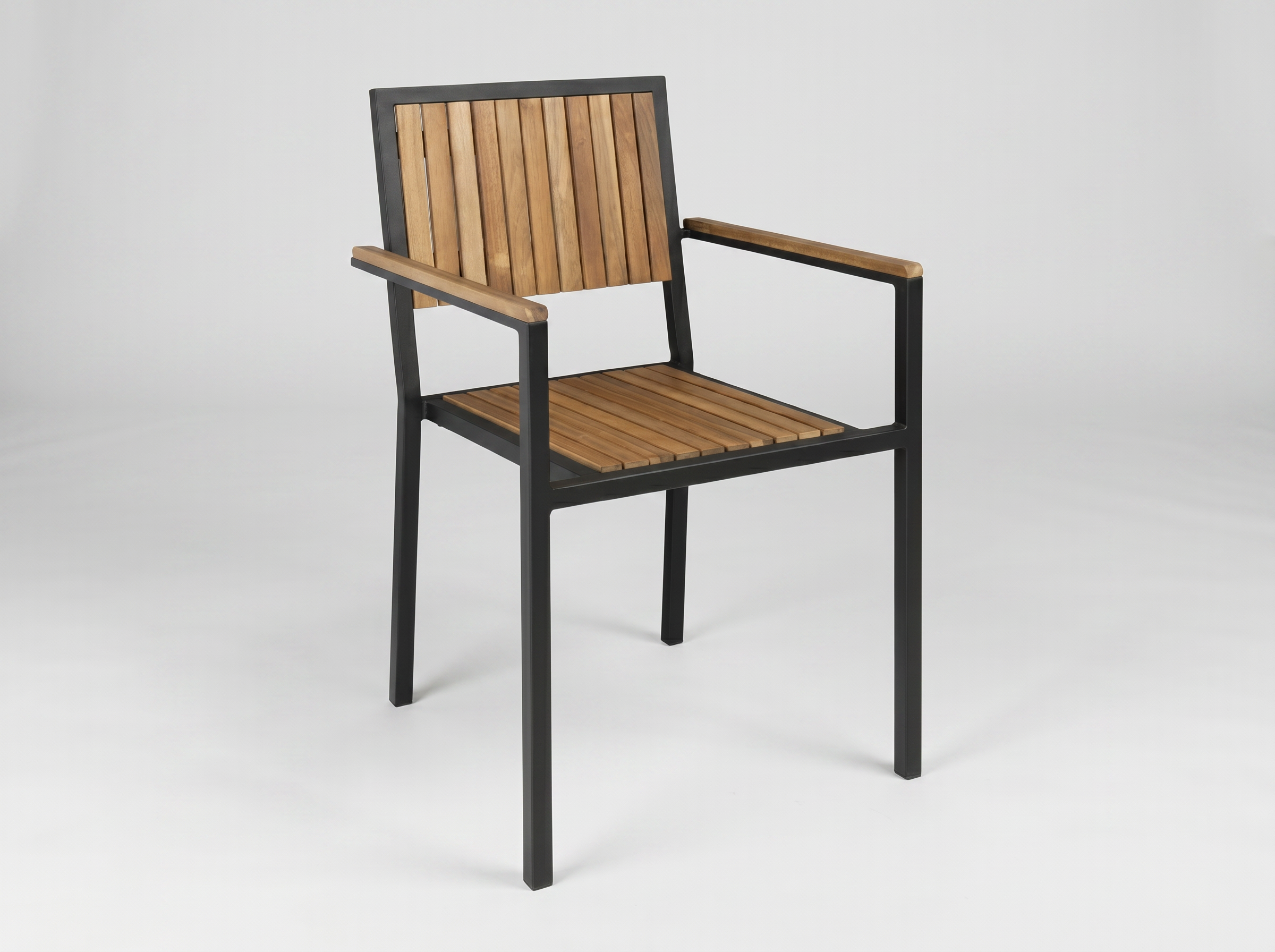 Outdoor Stuhl Holzoptik mit Armlehnen Polypropylen - Lero 2
