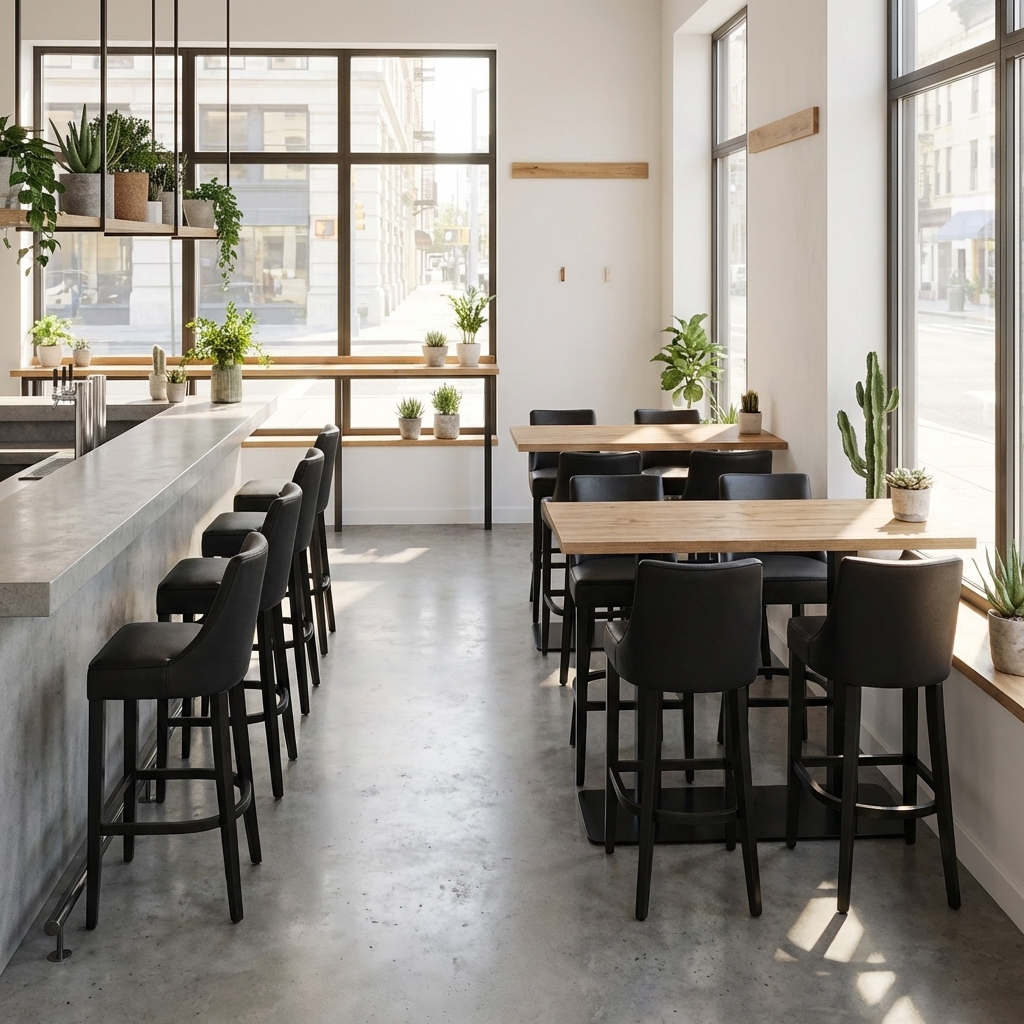 Barhocker Vollholz Kunstleder Schwarz Finja