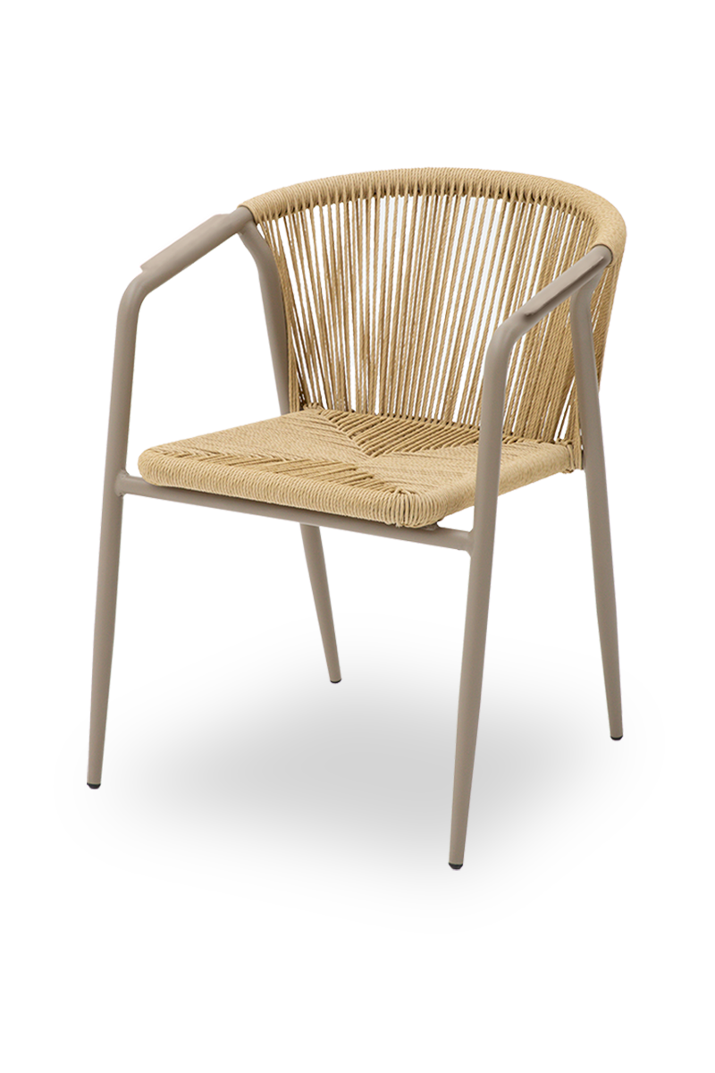Technorattan Stuhl Treviso Beige mit Armlehne-ING10883 Technorattan Stuhl Treviso Beige mit Armlehne-ING10883