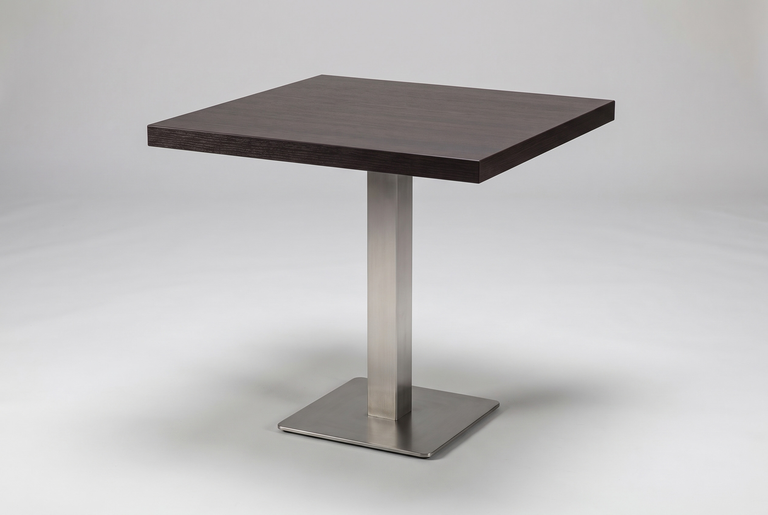 Restaurant Bistro Tisch 70x60x3,6cm Dunkelbraun Milano Tischbein Silber