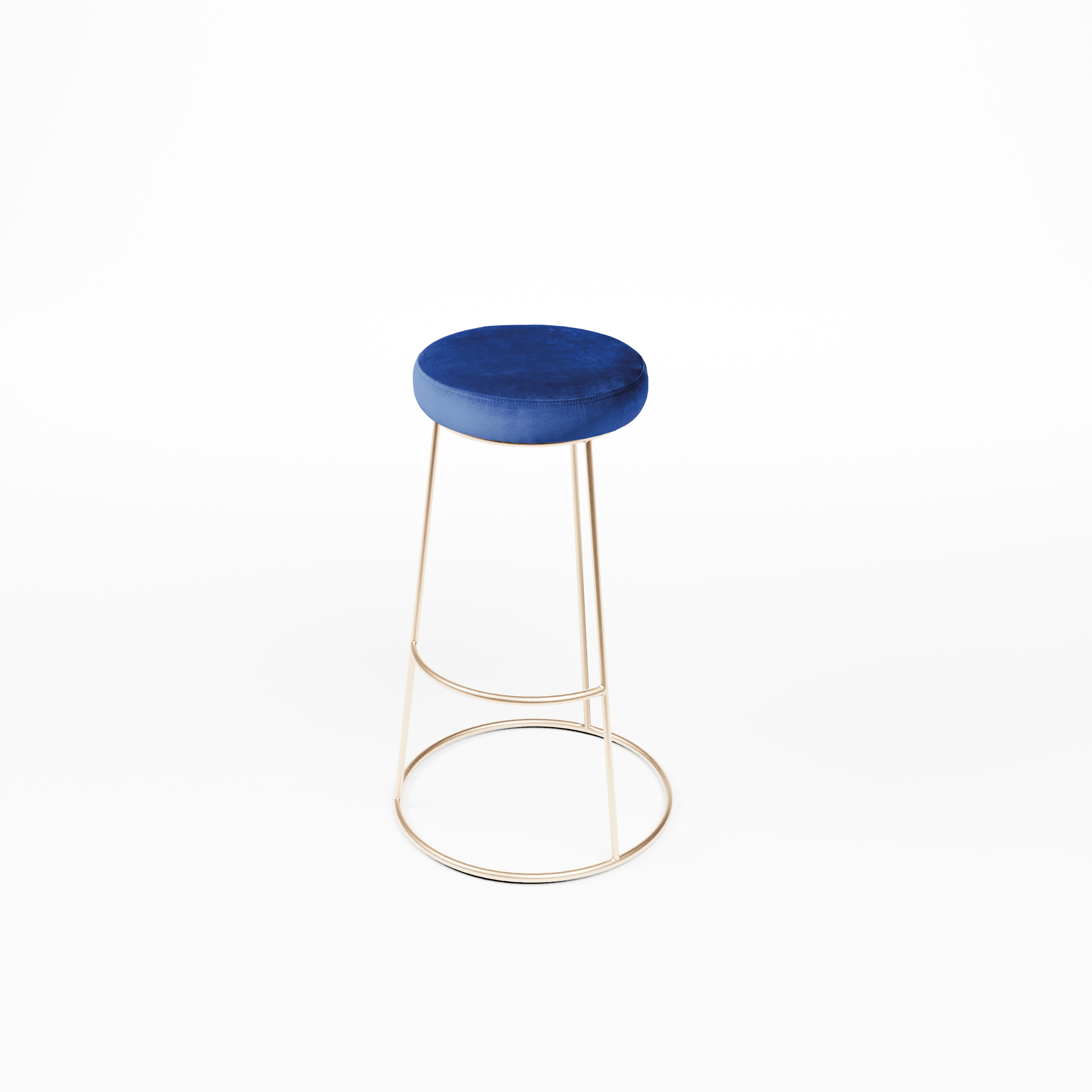 Barhocker Iconic Rose Gold mit Sitzpolster Samt Blau Barhocker Iconic Rose Gold mit Sitzpolster Samt Blau