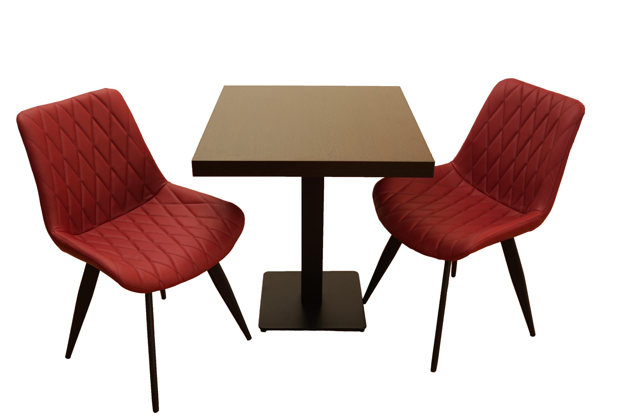 1+2 Set 70x70 Restaurant Chaise Scarlet Hotel Bistro Table Chaises Gastronomie Meubles rouge vin