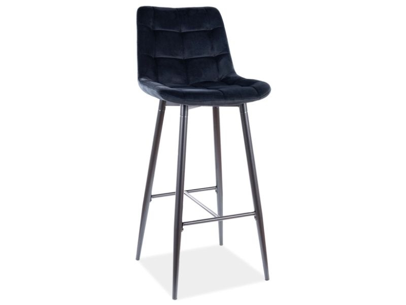 Barhocker Amara Samtstoff Schwarz mit Metallgestell Barhocker Amara Samtstoff Schwarz mit Metallgestell