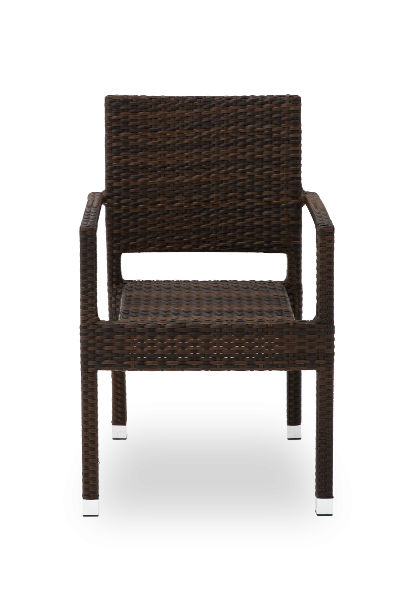 Polyrattan Stuhl Venedig Braun mit Armlehne-SW10353