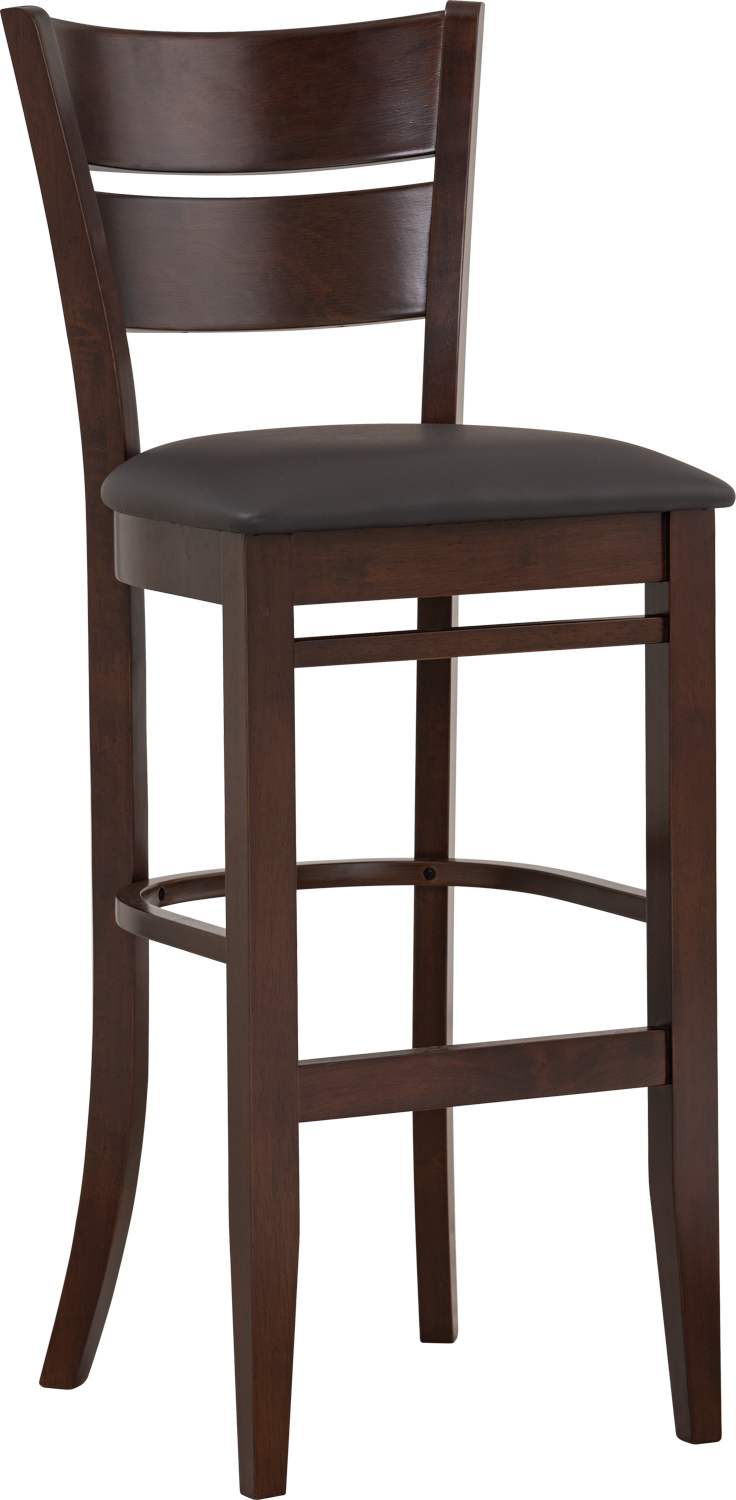 Barhocker aus Vollholz Grace Kunstleder Dunkelbraun Barhocker aus Vollholz Grace Kunstleder Dunkelbraun