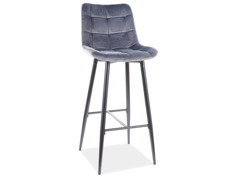 Barhocker Amara Samtstoff Grau mit Metallgestell Barhocker Amara Samtstoff Grau mit Metallgestell