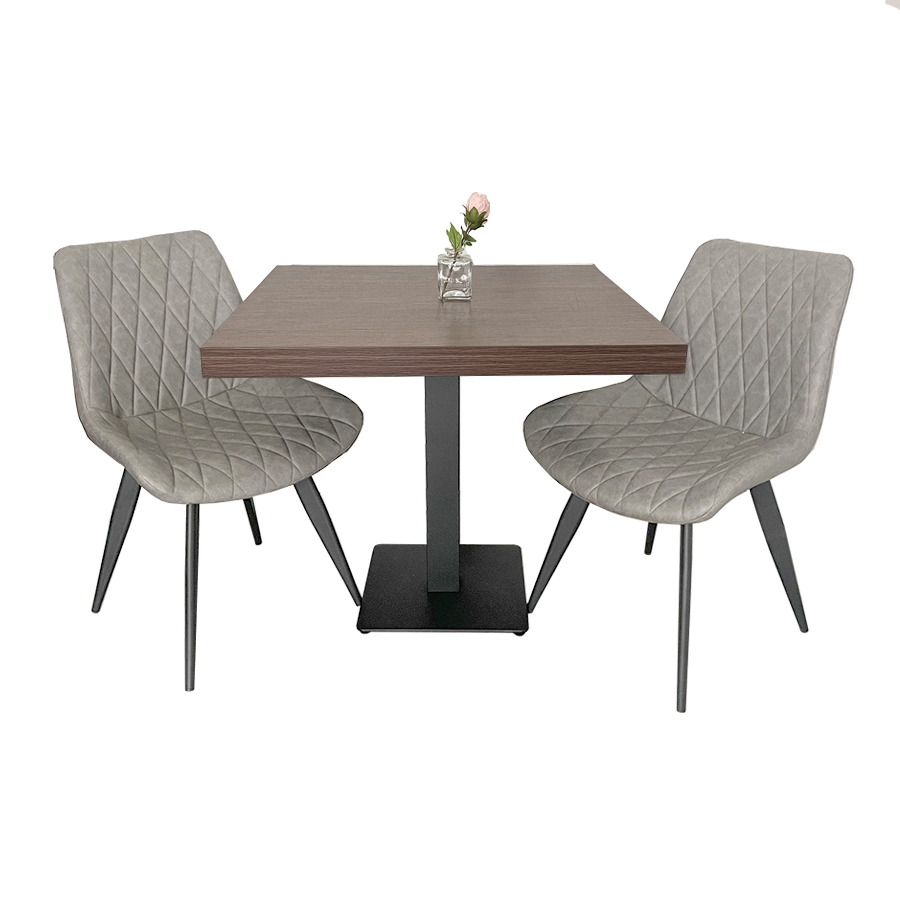 1+2 Garnitur grau Scarlet 80x80 Restaurant Tisch Walnuss und Stühle-ING10459 1+2 Garnitur grau Scarlet 80x80 Restaurant Tisch Walnuss und Stühle-ING10459