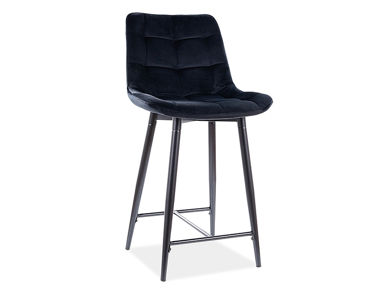 Barhocker Amara halbhoch Samtstoff Schwarz mit Metallgestell Barhocker Amara halbhoch Samtstoff Schwarz mit Metallgestell