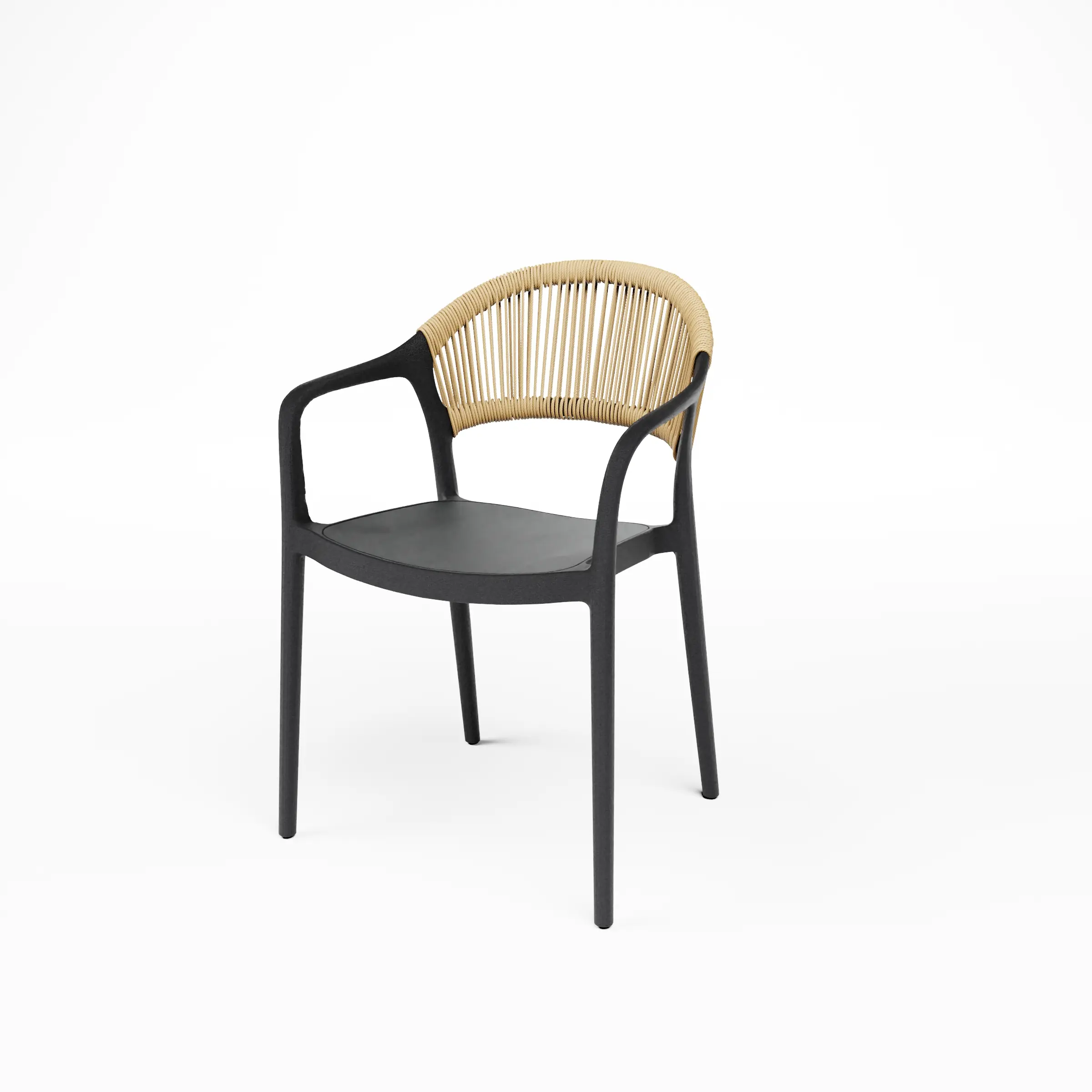 Polyrattan Stuhl Hallios mit Armlehne Schwarz Polyrattan Stuhl Hallios mit Armlehne Schwarz
