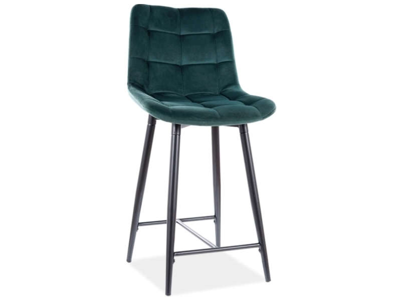 Barhocker Amara halbhoch Samtstoff Grün mit Metallgestell Barhocker Amara halbhoch Samtstoff Grün mit Metallgestell