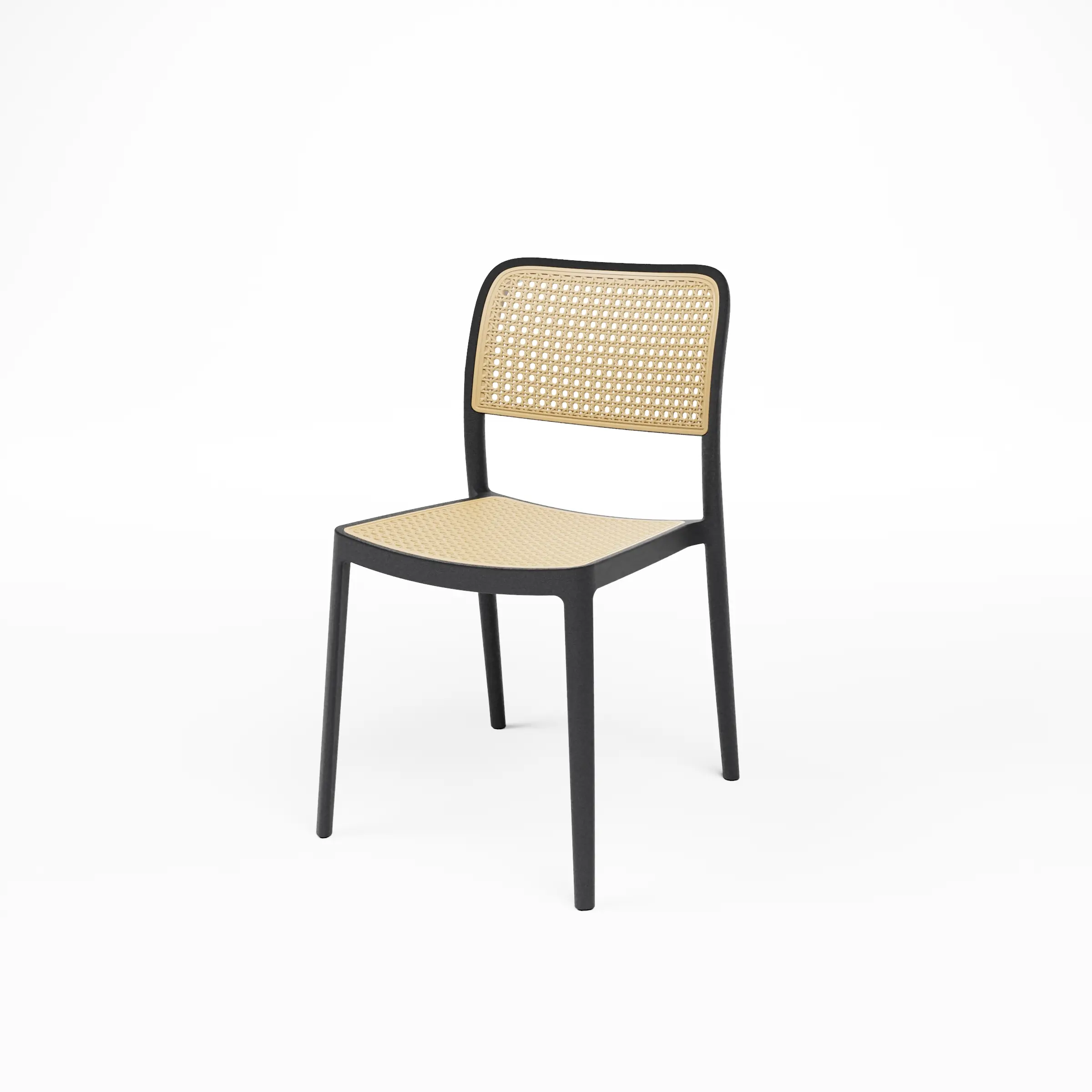 Polyrattan Stuhl Colon Schwarz Beige Polyrattan Stuhl Colon Schwarz Beige