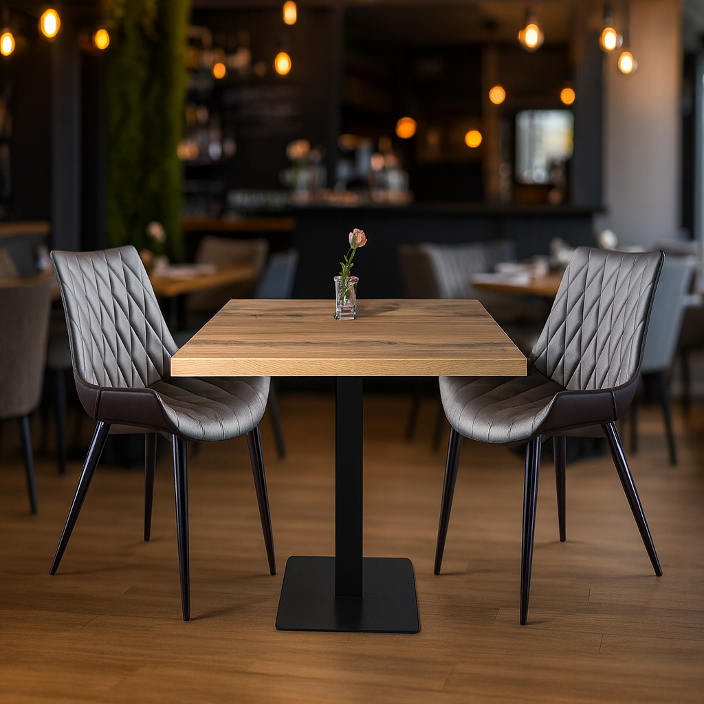 1+2 Garnitur Dunkelbraun Scarlet 70x70 Restaurant Gastro Tisch und Stühle