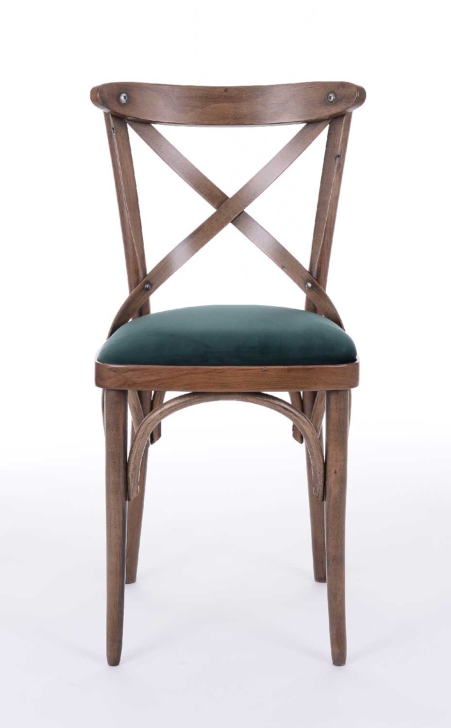 Ristorante Bistro Chair Retro Nice Tessuto Verde Legno massiccio Marrone