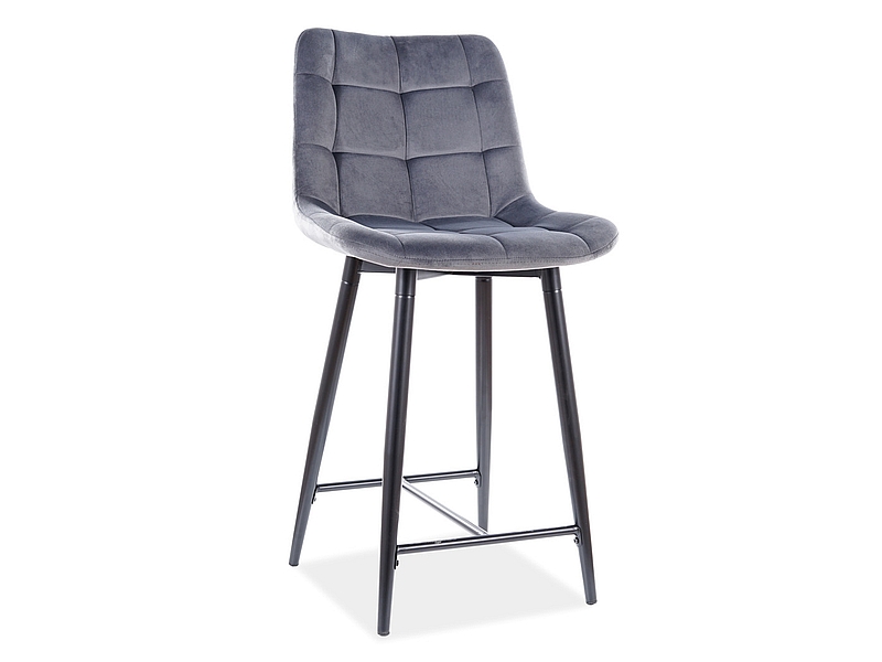 Barhocker Amara halbhoch Samtstoff Grau mit Metallgestell Barhocker Amara halbhoch Samtstoff Grau mit Metallgestell