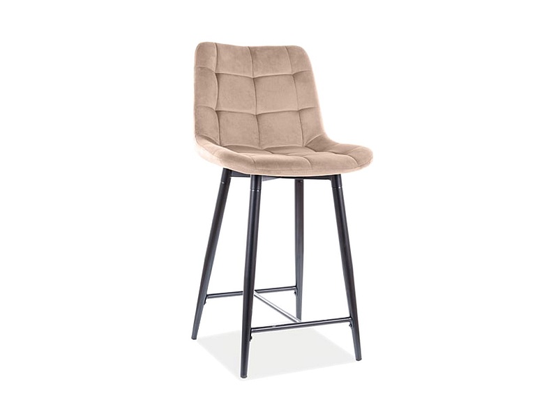 Barhocker Amara halbhoch Samtstoff Beige mit Metallgestell Barhocker Amara halbhoch Samtstoff Beige mit Metallgestell