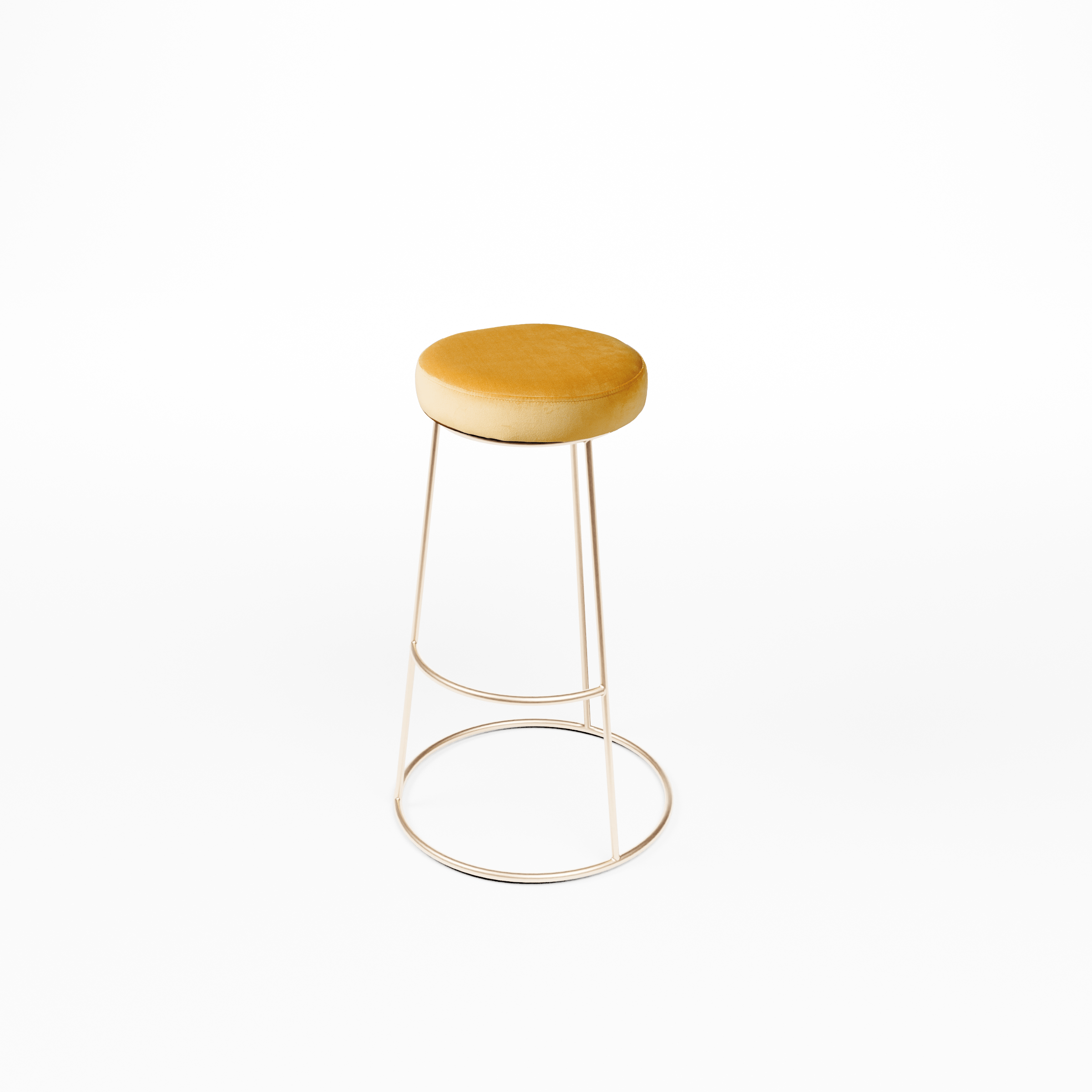 Barhocker Iconic Rose Gold mit Sitzpolster Samt Gelb Gold Barhocker Iconic Rose Gold mit Sitzpolster Samt Gelb Gold
