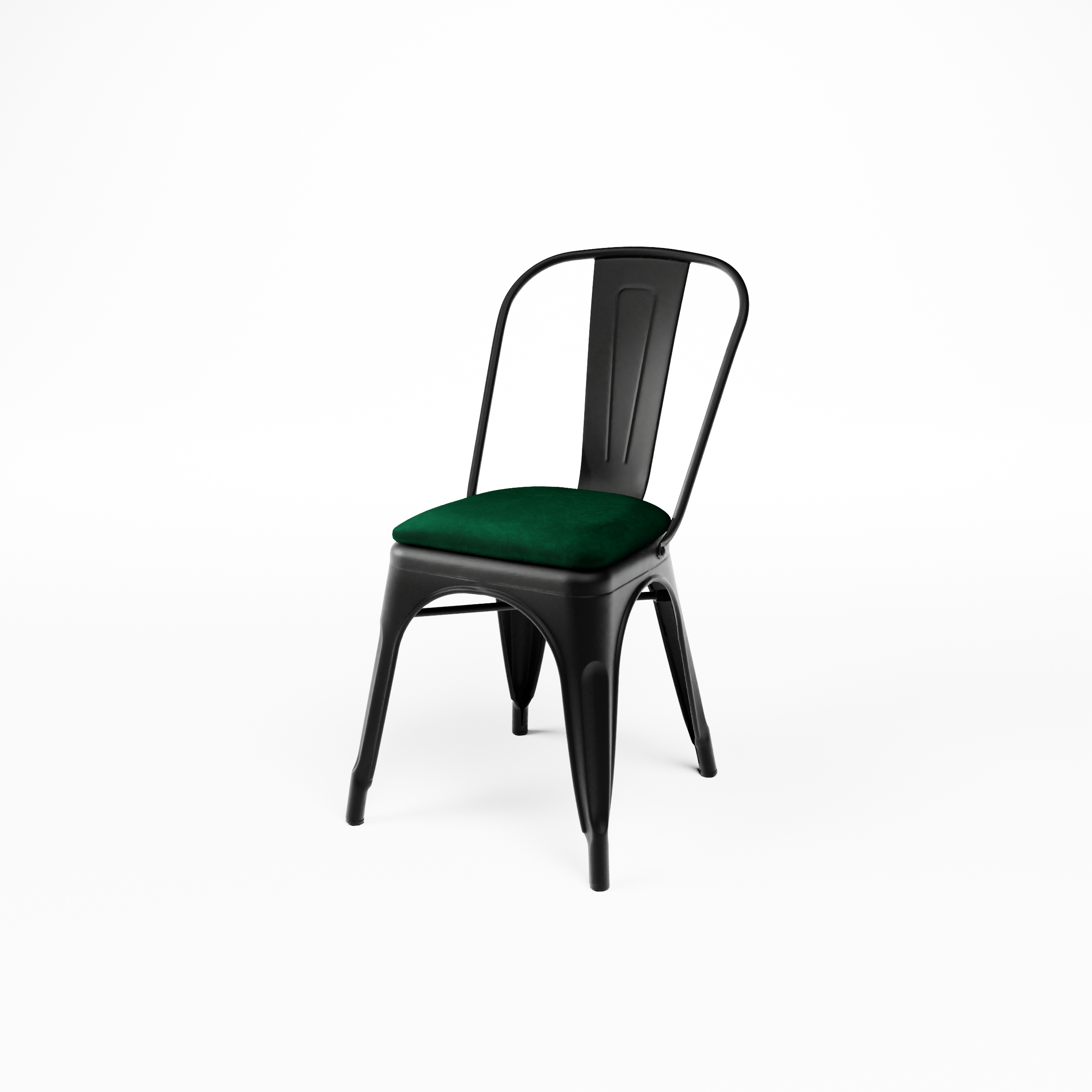 Restaurant Bistro Stuhl aus Stahl Stool Velours mit Sitzpolster Samt Grün