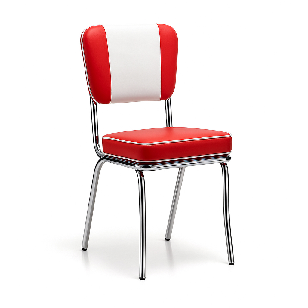 American Diner Stuhl Retro Kunstleder Rot Matt American Diner Stuhl Retro Kunstleder Rot Matt